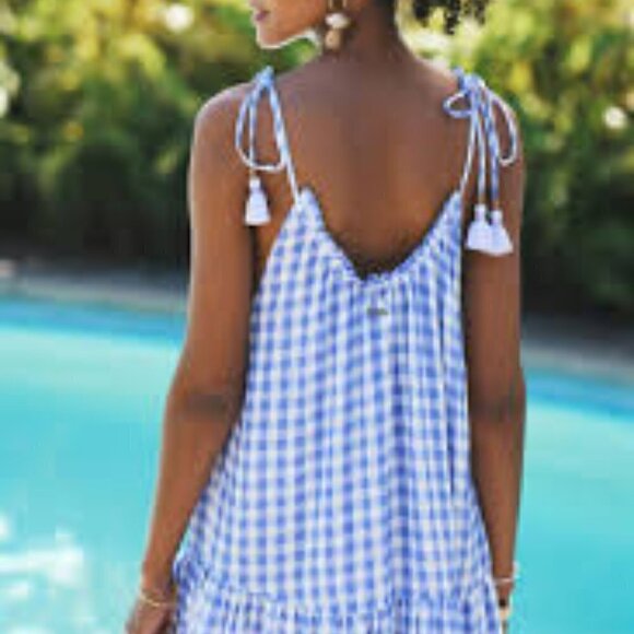 NEW Maaji Seersucker Magnolia Mini Cover Up dress Size S l Purple Gingham - Picture 2 of 9